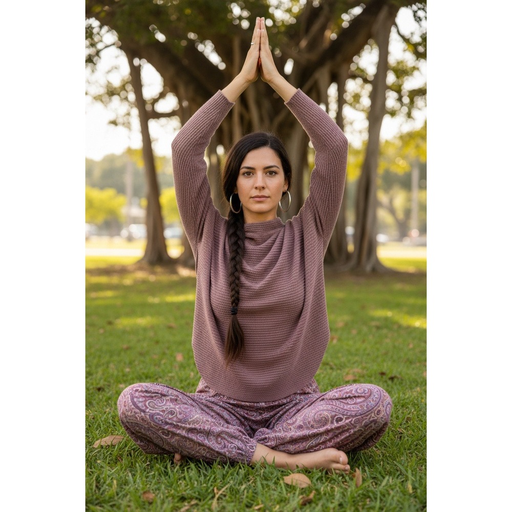 Funnel Neck Mauve Ribbed Pullover by‎ Gentle Fawn XS Yoga Athleisure Softgirl